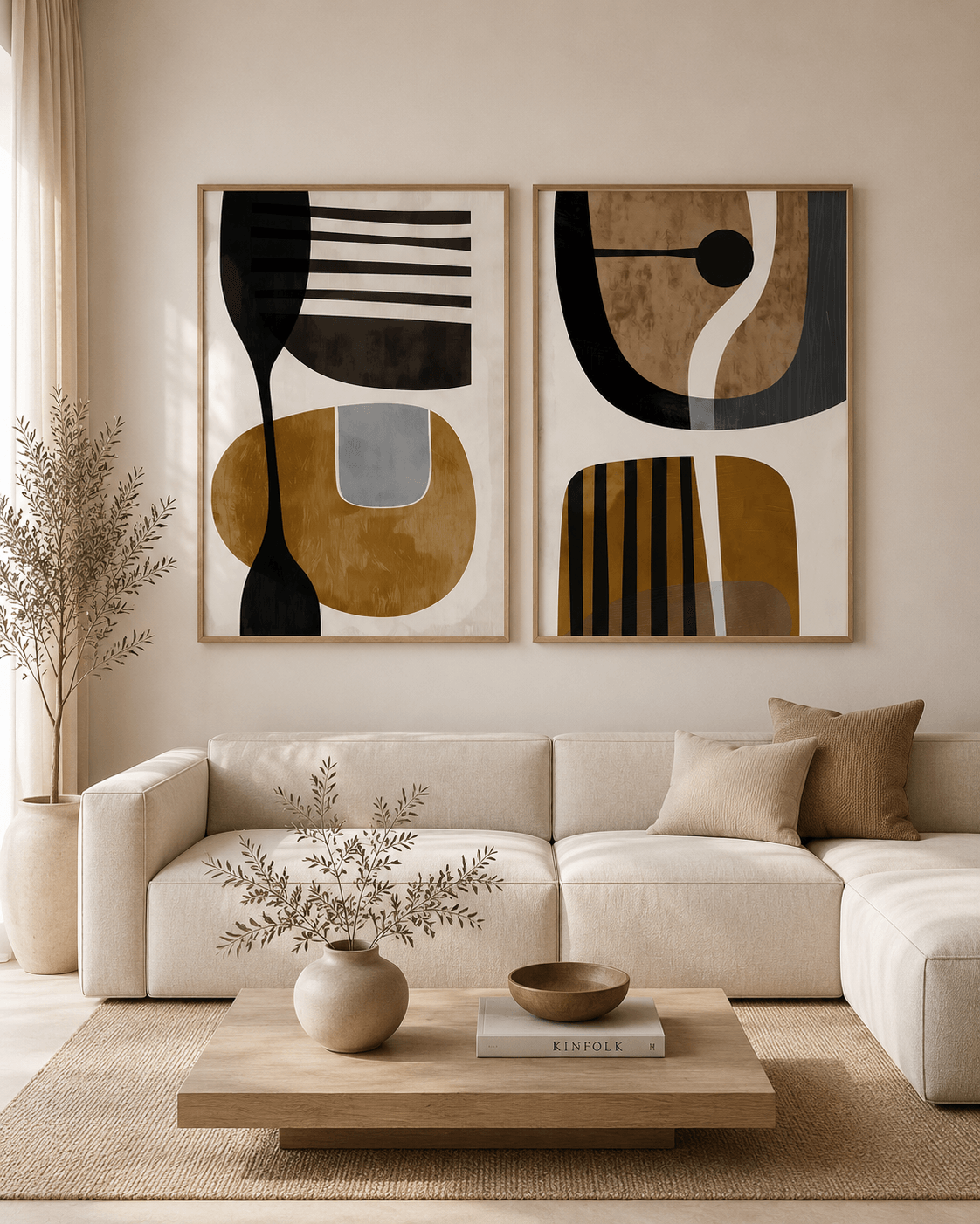 KIT 2 QUADROS DECORATIVOS - ORGANIC ABSTRACT